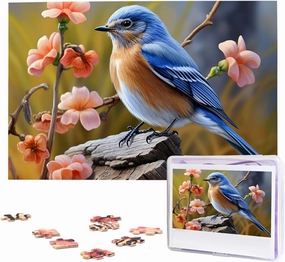 Eastern Bluebird Puzzles 1000 Pieces Personalized Jigsaw Puzzles with Storage Bag Photos Puzzle for Photos Challenging Picture Puzzle for Family Home Decor Jigsaw (29.5" x 19.7")