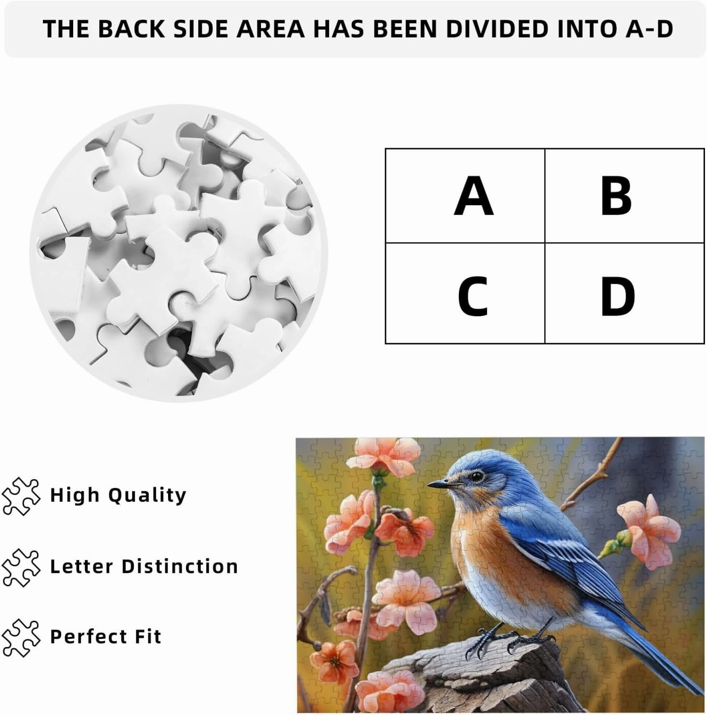 Eastern Bluebird Puzzles 500 Pieces Personalized Jigsaw Puzzles with Storage Bag Photos Puzzle for Photos Challenging Picture Puzzle for Family Home Decor Jigsaw (15" x 10.2")