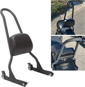 ECOTRIC Motorcycle Detachable Sissy Bar Backrest Pad Compatible with 2006-2017 Harley Davidson Fatboy Fat boy LO FLSTF Softail FXST FLST CVO Rear Passenger Adjustable Back rest Black Steel