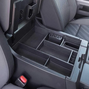 EDBETOS Center Console Tray Organizer Compatible with Toyota Tundra 2014 2015 2016 2017 2018 2019 2020 2021 Accessories, Armrest Secondary Storage Box (Black Trim)