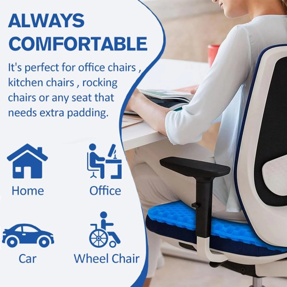 Egg Gel Seat Cushion, Breathable Gel Cushion Chair Pads with Non-Slip Cover for Home Office Car Wheelchair, Honeycomb Design Egg Seat Cushion As Seen On TV