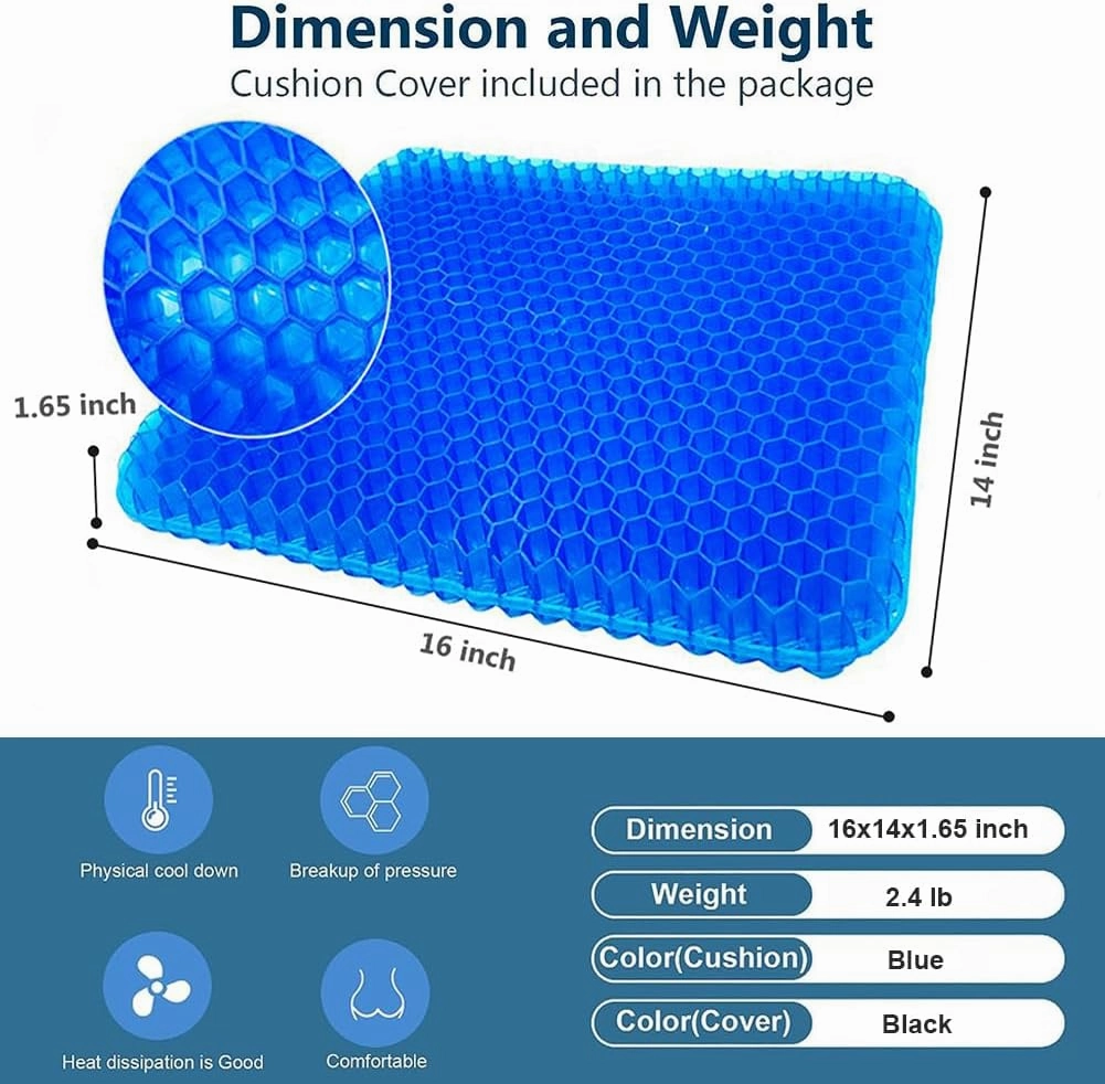 Egg Gel Seat Cushion, Breathable Gel Cushion Chair Pads with Non-Slip Cover for Home Office Car Wheelchair, Honeycomb Design Egg Seat Cushion As Seen On TV