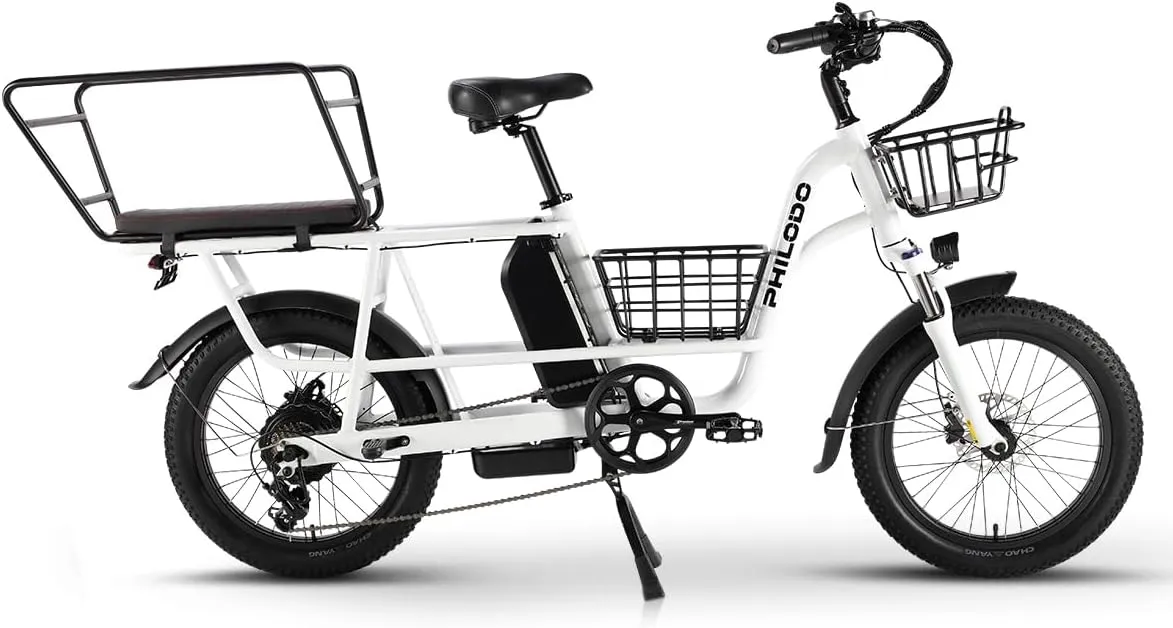 Electric Bike for Adults,1000W 450lbs Capacity Cargo Ebike, 48V 17.5Ah/35Ah Single/Dual Battery, 20"×3.0" Fat Tire 32MPH Electric Bicycle with Basket and Rear Rack for Carrying Passenger