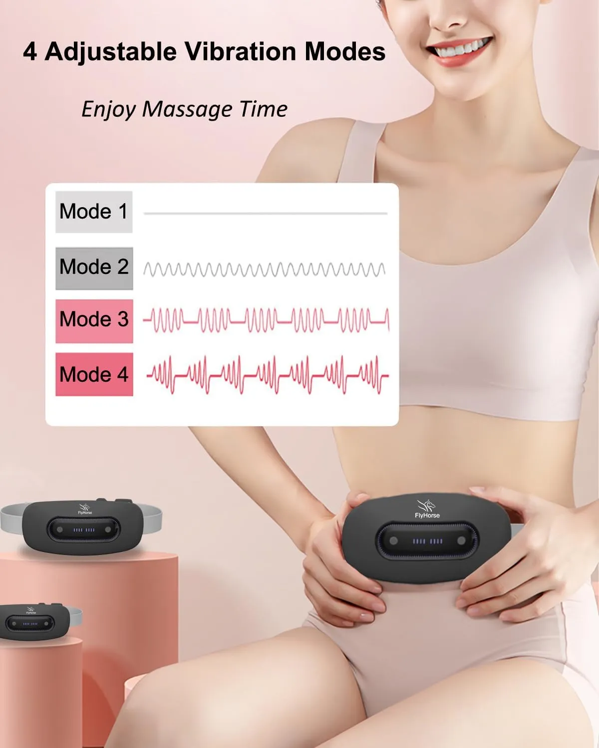 Electric Heating Pad, Portable Cordless Menstrual Heating Pad with 4 Heat Levels and 4 Massage Modes, Fast Large Heating Belly Wrap Belt for Cramps, Back Pain Relief Gifts for Women Girls Her(Black)