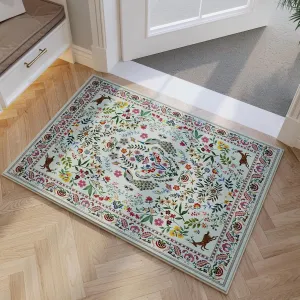 Entryway Rug 2x3 Rug Door Mat Indoor Entrance Washable Rug Small Non-Slip Low Pile Throw Rugs for Entryway, Kitchen, Front Door Indoor Entrance, Entry(Green)
