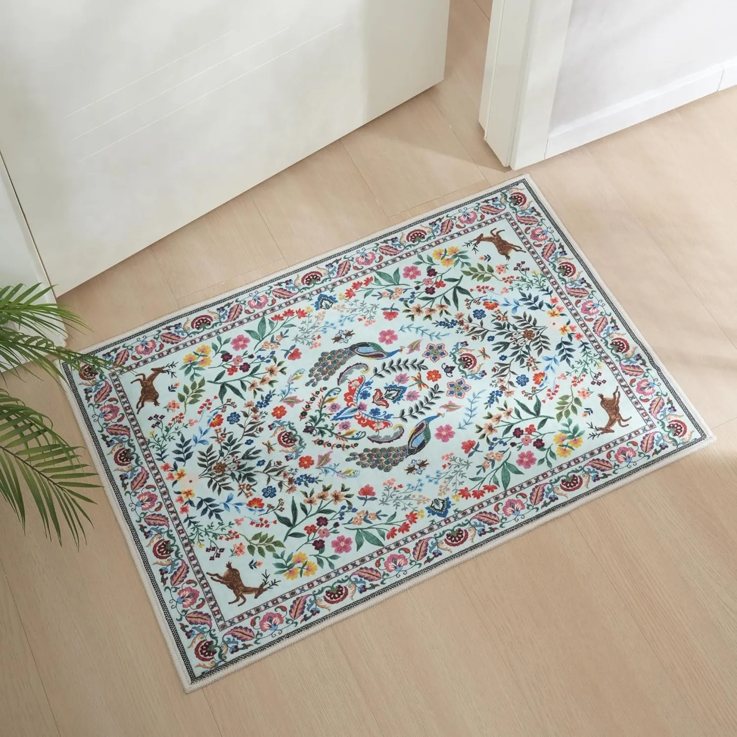 Entryway Rug 2x3 Rug Door Mat Indoor Entrance Washable Rug Small Non-Slip Low Pile Throw Rugs for Entryway, Kitchen, Front Door Indoor Entrance, Entry(Green)