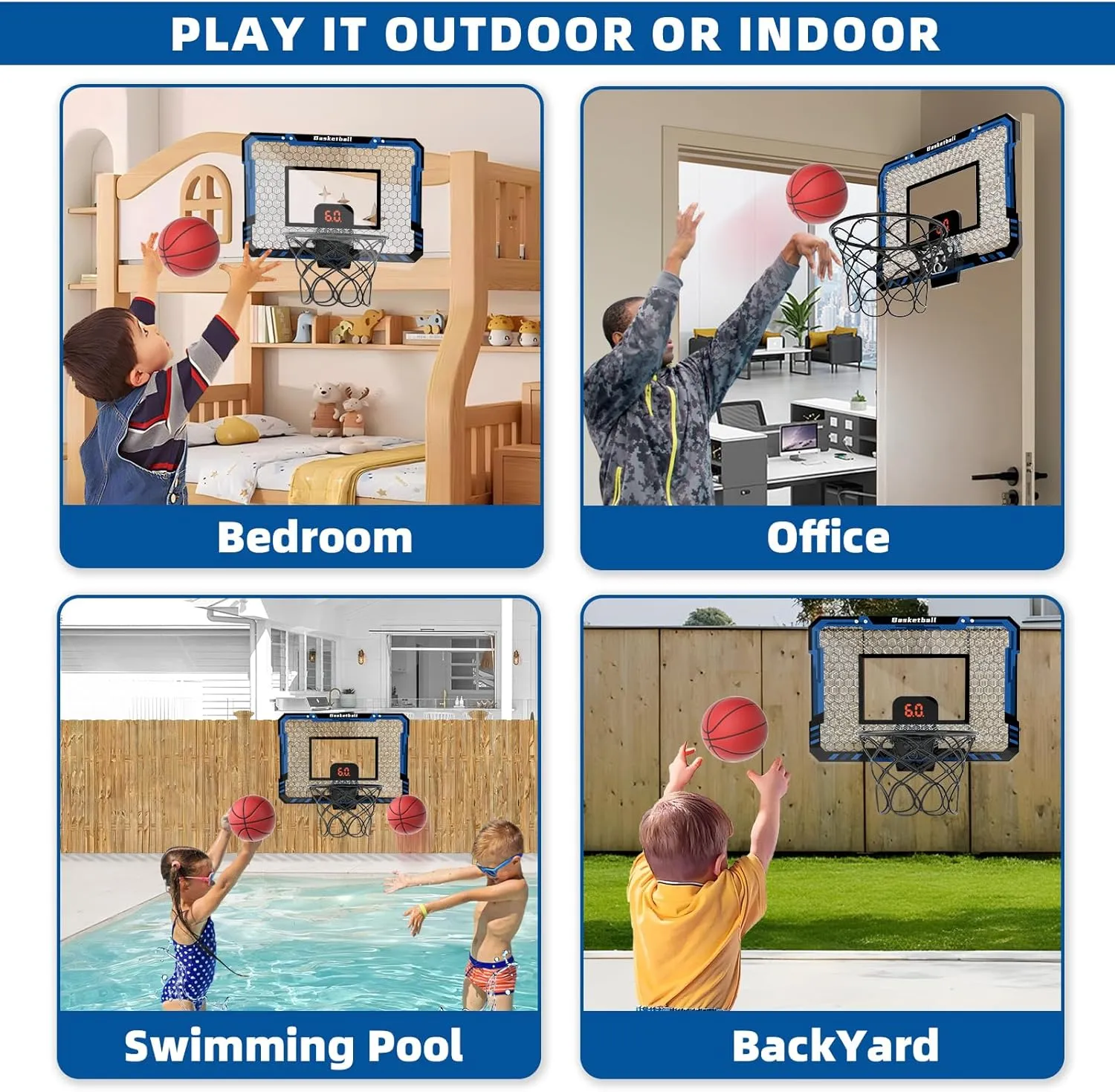 EPPO Indoor Basketball Hoop for Kids,Mini Basketball Hoops Over The Door with Scoreboard,Basketball Toys for 3-12 Year Old Boys Girls 8 Year Old boy Gifts