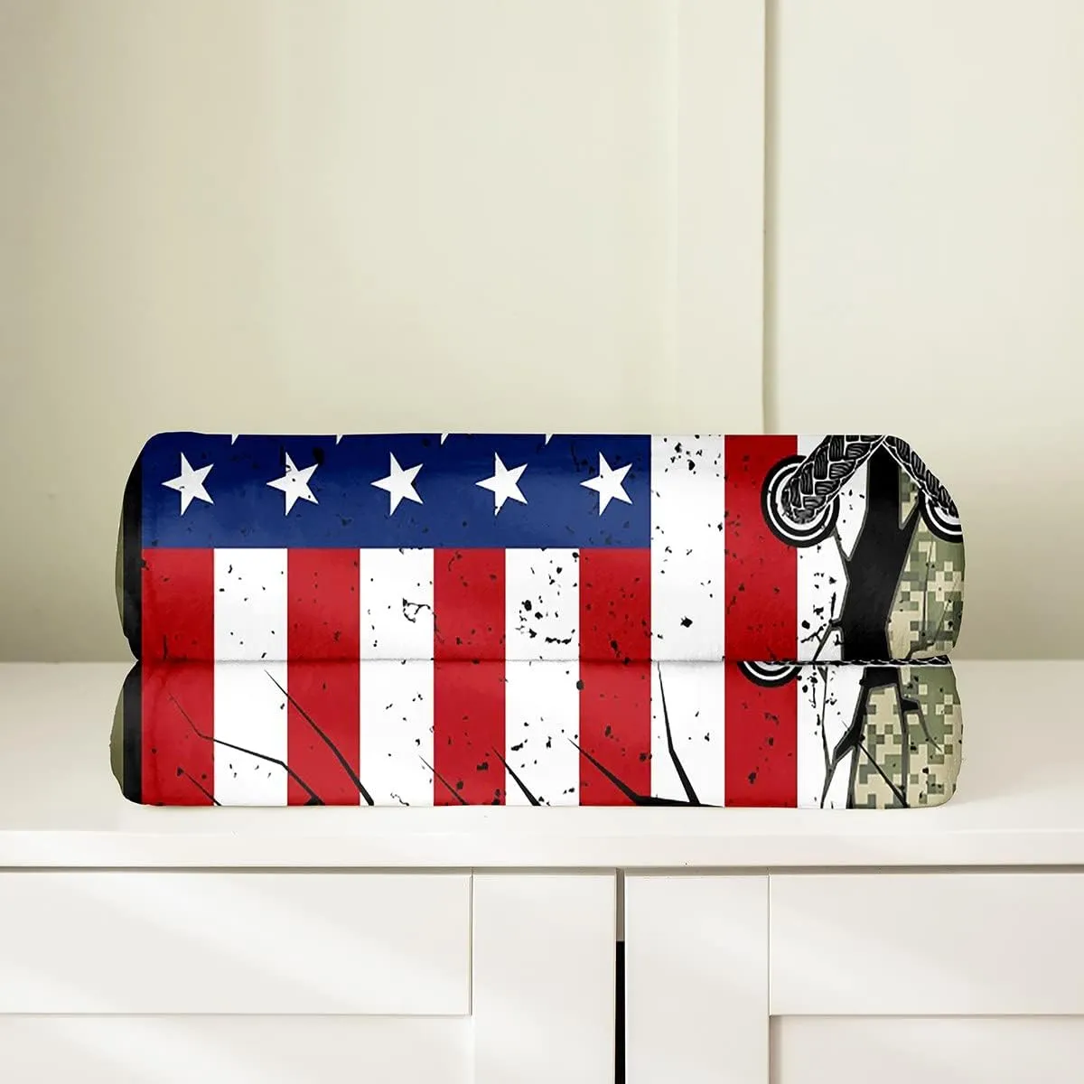 Erosebridal American Flag Blanket Twin 60x80 for Adult Boys Army Green Camo Throw Blanket Kids Men Vintage USA Flag Fleece Blanket Youth Girls Retro Military Camouflage Grunge Stripes Bed Blanket