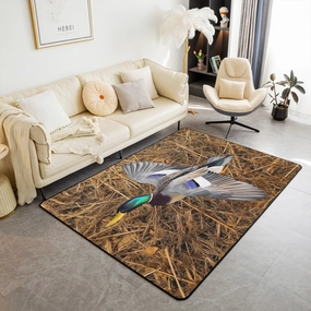 Erosebridal Mallard Duck Carpet 4'11" x 3'3" Rustic Farmhouse Area Rug for Woman Man Woodland Tree Branches Leaves Indoor Floor Mat Vintage Jungle Cabin Decor Decorative Rug