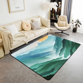 Erosebridal Mountain River Area Rug 6'6" x 4'11" Stream Living Room Rugs for Kids Men Women Landscape Scenery Blue Green White Decorative Carpet Non Slip Indoor Floor Mat