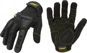 Estwing Impact & Vibration Resistant Work Glove, Knuckle Protection, 1 Pair, Black