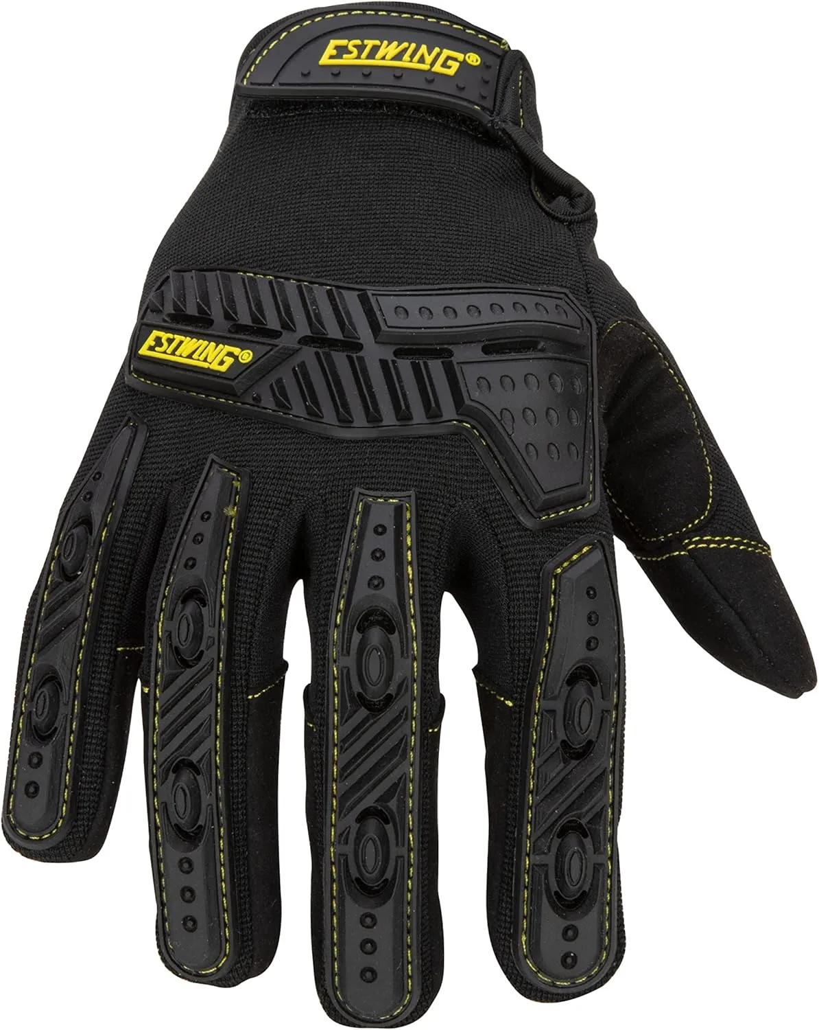 Estwing Impact & Vibration Resistant Work Glove, Knuckle Protection, 1 Pair, Black