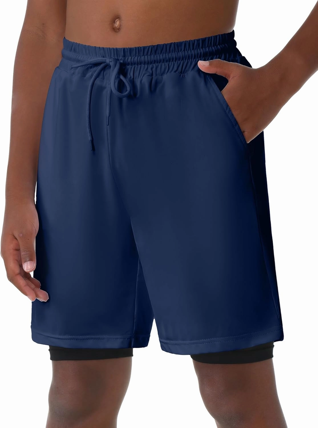 EXARUS Boys Athletic Shorts 4"/6" Quick Dry Lightweight Adjustable Elastic Waist Pockets Basketball Soccer Running