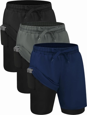 EXARUS Boys Athletic Shorts 4"/6" Quick Dry Lightweight Adjustable Elastic Waist Pockets Basketball Soccer Running