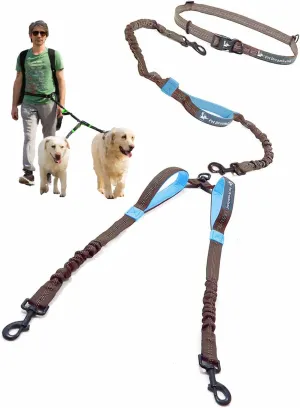 Exquisite Hands-Free Leash for Two Large Dogs – Perfect for Active Pet Owners – Comfortable, Durable & Ideal for Running, Walking, Hiking – Premium Dual Waist Lead with Bungee – Must-Have Dog Gear