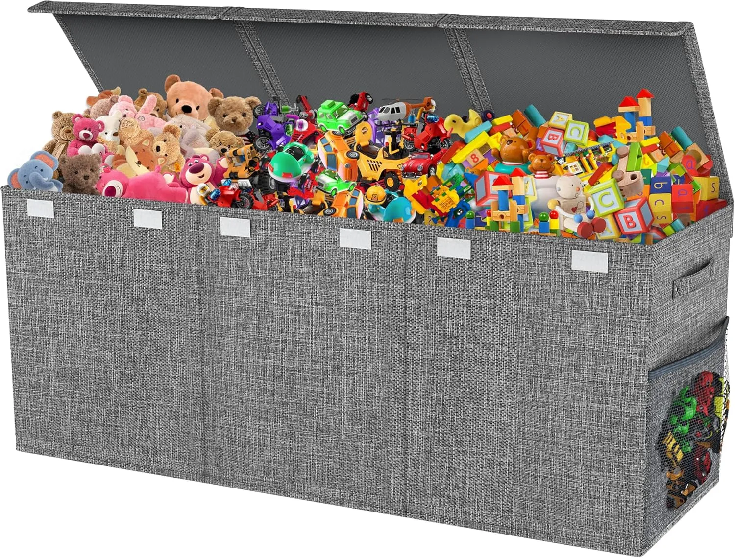 Extra Large Toy Box, Collapsible Sturdy Kids Toy Chest for Boys, Girls, 41"x14"x16" Storage Organizer Toddler Storage Bins with Lids, Toybox Basket for Living Room, Bedroom, Nursery, Gray