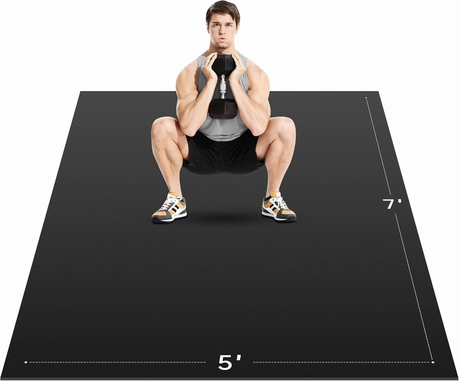 Extra Large Exercise Mat, 10’ x 6'/ 8’ x 6’/ 7’ x 5’/ 6’ x 4’- 7MM Thick Workout Mat for Home Gym, High-Density Gym Mat for Home Gym Floor, Non Slip Large Yoga Mat