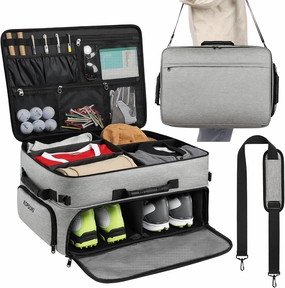 Extra Large Golf Trunk Organizer, Golf Gifts for Men Golfers, 20"x 14"x 10" 2 Layer Golf Trunk Organizer for Car, Water-resistant with Ventilated Compartment for 2 Pair Shoes and More Golf Accessories