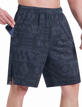 EZRUN Men's Athletic Basketball Shorts with Zipper Pockets Workout Gym Quick Dry 9 Inches Long Shorts for Tennis Running