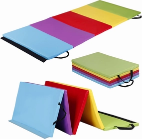 F2C Folding Gymnastics Mat, 4-Panel Gym Mat Tumbling Mat, Lightweight Padded Foldable Exercise Mat with Carry Handles for Home Workouts, Yoga, Kids Play