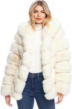 Fabulous-Furs Donna Salyers Fox Faux Fur Chateau Chevron Hooded Coat
