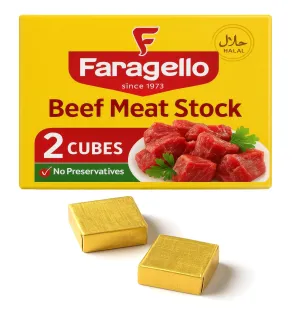Faragello Halal Beef Bouillon Cubes Instant Beef Meat Stock (24x2 Cubes), 48 Count (Pack of 1)