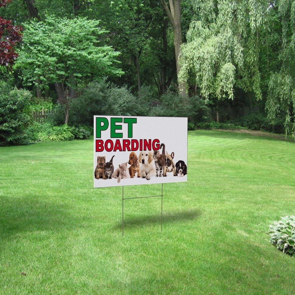 Fastasticdeals Weatherproof Yard Sign Pet Boarding A Outdoor Advertising Printing Lawn Garden Grooming 18x12 Inches 2 Sides Print