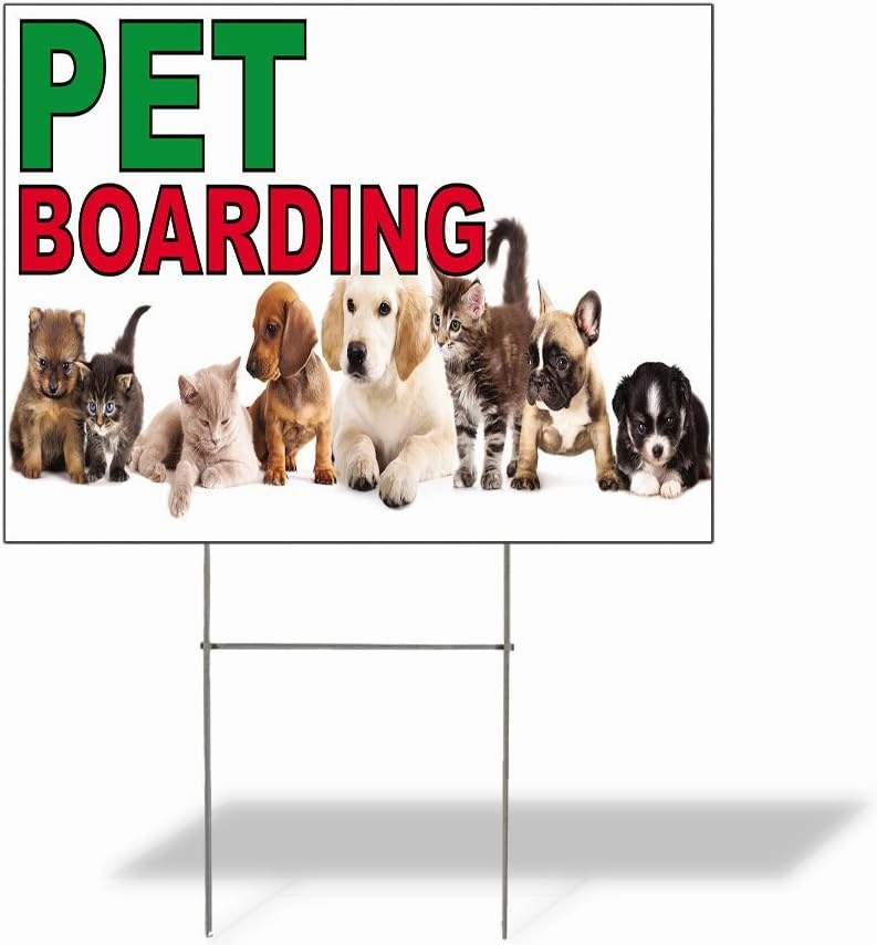Fastasticdeals Weatherproof Yard Sign Pet Boarding A Outdoor Advertising Printing Lawn Garden Grooming 18x12 Inches 2 Sides Print