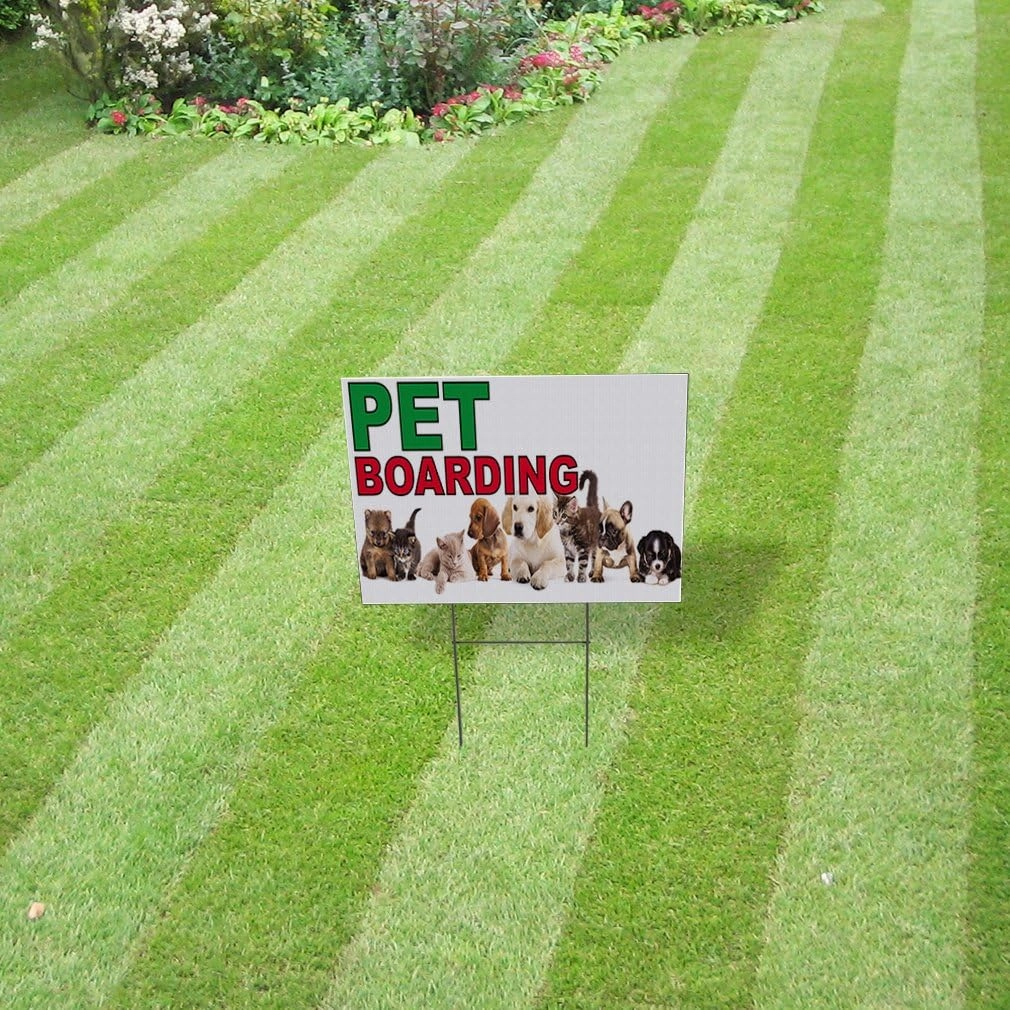 Fastasticdeals Weatherproof Yard Sign Pet Boarding A Outdoor Advertising Printing Lawn Garden Grooming 18x12 Inches 2 Sides Print