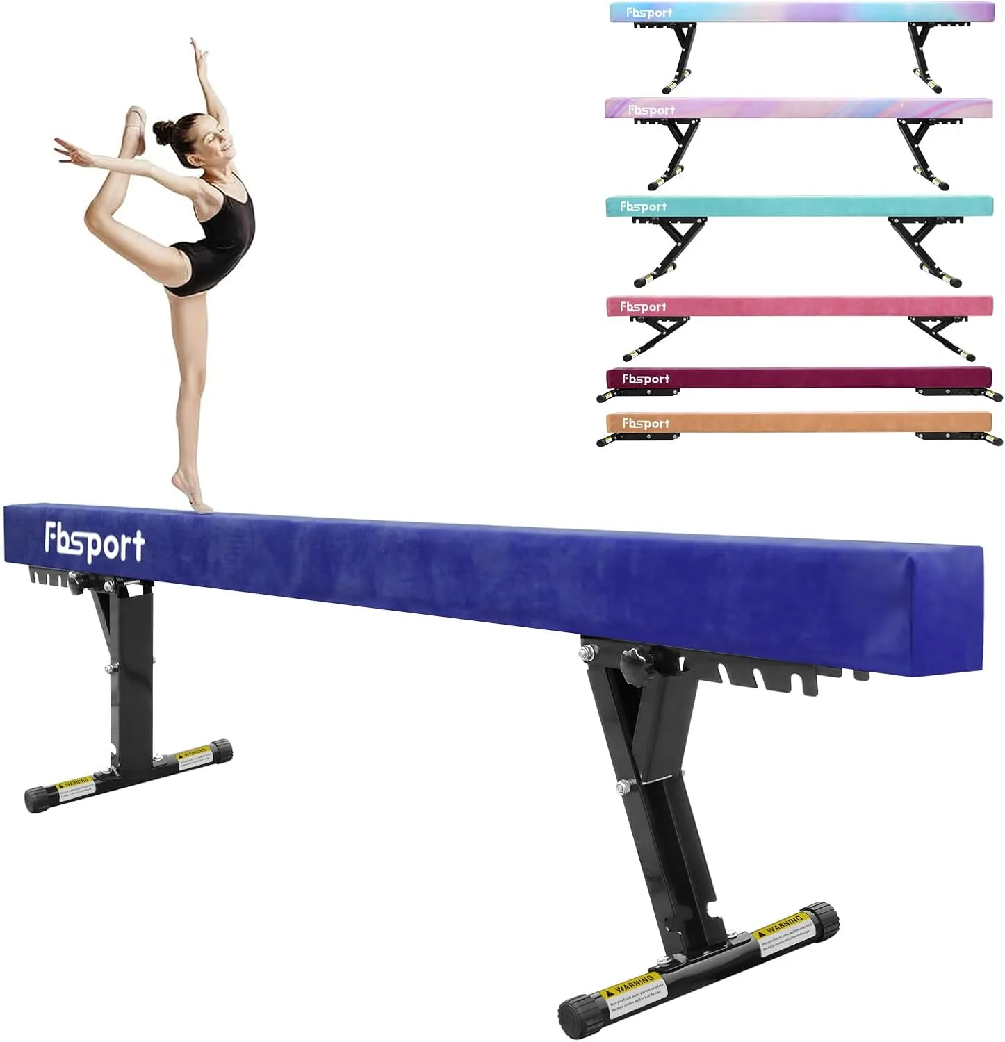 FBSPORT 8ft Adjustable Balance Beam: High and Low Floor Beam Gymnastics Equipment for Kids/Adults,Gymnastics Beam for Training,Practice, Physical Therapy and Professional Home Training with Legs