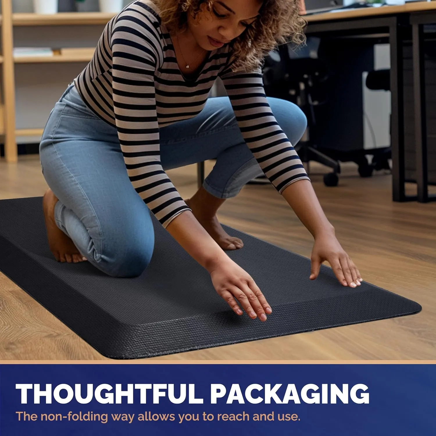 FEATOL Anti Fatigue Mats for Standing, 9/10 Extra Thick Ergonomic Standing Desk Mat, Comfort & Durable Memory Foam Standing Mat at Home,Office All Day (20" x 32", Black)