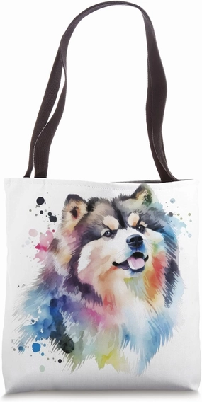 Finnish Lapphund Dog Colorful Watercolor Dog Tote Bag