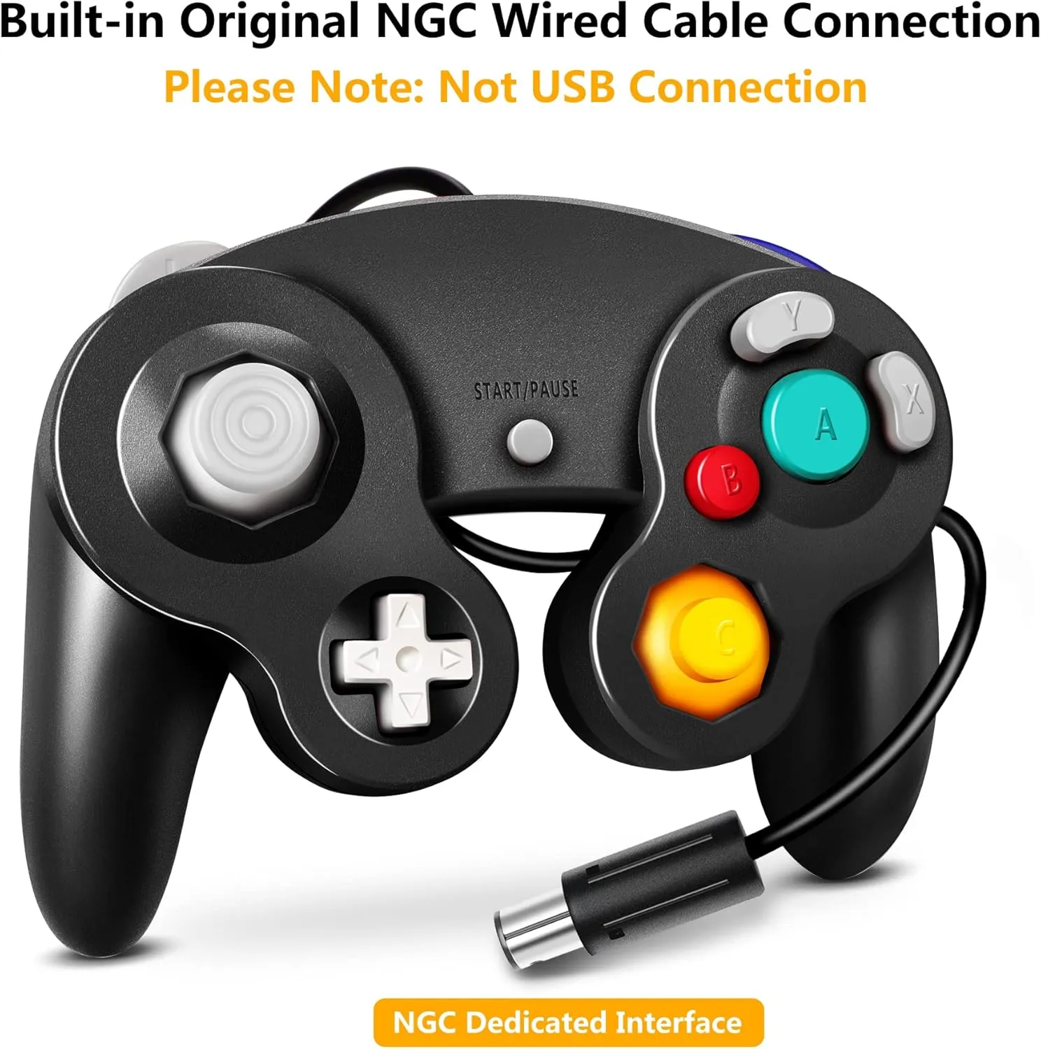 FIOTOK Gamecube Controller, Classic Wired Controller for Wii Nintendo Gamecube (Black-2Pack)