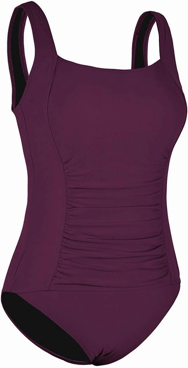 Firpearl Women's Black One Piece Bathing Suit Ruched Tummy Control Swimsuit