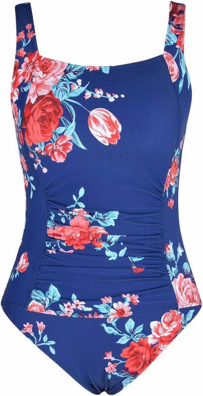 Firpearl Women's Black One Piece Bathing Suit Ruched Tummy Control Swimsuit