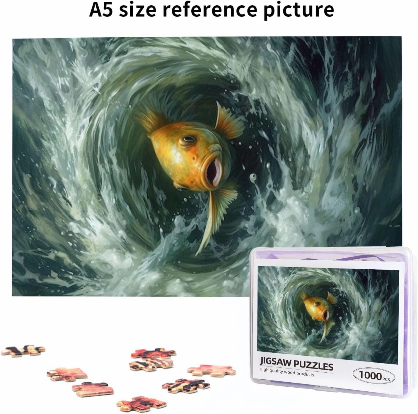 Fish Jigsaw Puzzle 1000 Piece for Adults & Kids, Wall Hanging Puzzles Intellectual Decompressing Fun Family Game Large Puzzle Game Toys Gifts