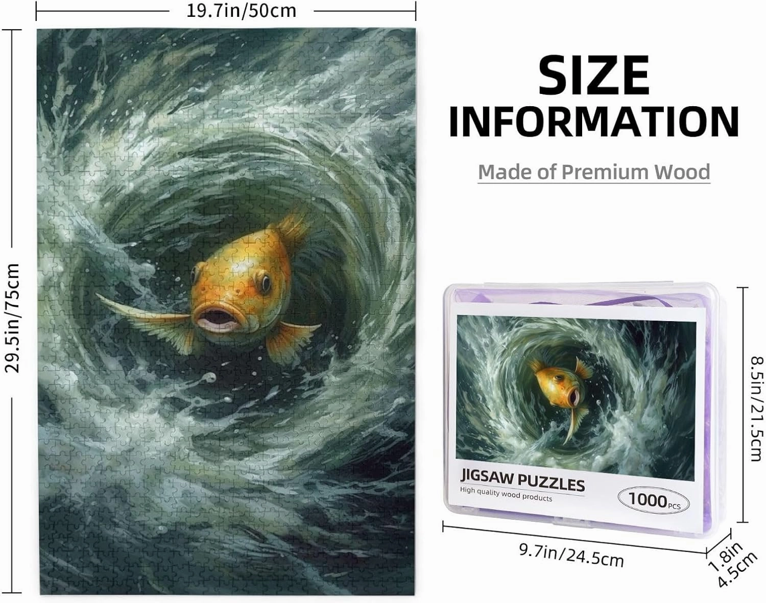 Fish Jigsaw Puzzle 1000 Piece for Adults & Kids, Wall Hanging Puzzles Intellectual Decompressing Fun Family Game Large Puzzle Game Toys Gifts
