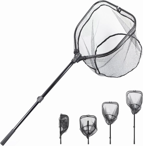 Fishing Net with Telescopic Handle,Durable Landing Net for Freshwater & Saltwater, Foldable Fishing Nets for Fish, 20 lbs Capacity, Rubber Coated Netting, Length 50.7″, Hoop 17.7″ x 15.9″, Depth 14″