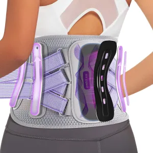 Fit Geno Back Brace for Lower Back Pain Relief: Adjustable Support with Ergonomic Lumbar Pad for Herniated Disc Sciatica and Lumbar Strain - Breathable Design for Women (L/XL)