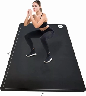Fit Active Sports Large Exercise Mat 6' x 4' x 8mm Non-Slip Extra Wide Workout Mat for Home Gym, Cardio, Yoga, Floor Fitness, MMA, Plyo, and Jump Rope | Shoe Friendly Black