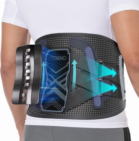 Fit Geno Back Brace for Lower Back Pain Relief: Adjustable Support with Ergonomic Lumbar Pad for Herniated Disc Sciatica and Lumbar Strain - Breathable Design for Men & Women (L/XL)