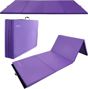 ​Fitvids Folding Exercise Gymnastics Mat, 4'x8'x2" Gym Workout Mat with Carrying Handles 4-Fold High-Density Anti-Tear Portable Fitness Aerobics Mats for Home Gym Yoga Pilates Tumbling MMA Core Training, Multiple Colors