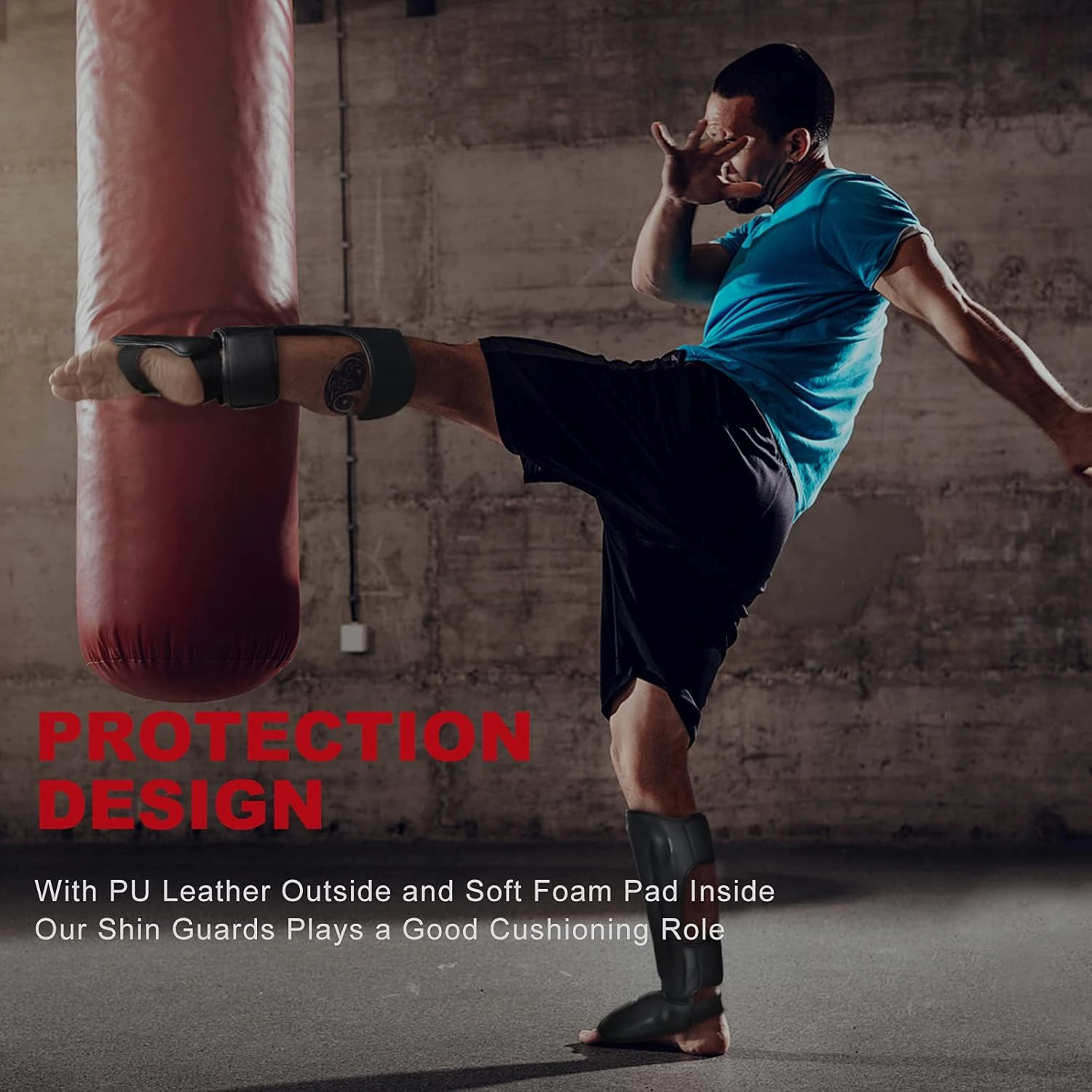 FIVING MMA Martial Arts Shin Guards – Padded, Adjustable Muay Thai Leg Guards with Instep Protection for Kickboxing/MMA Training and Sparring – Durable, Professional MMA Equipment