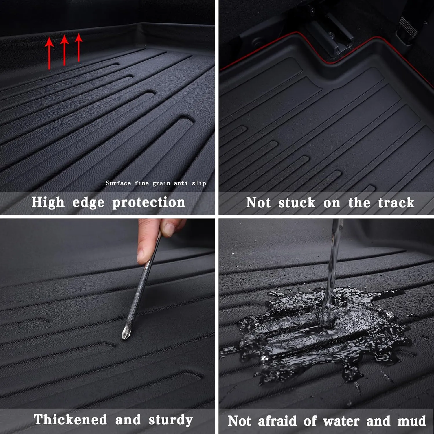 Floor Liners & Large Cargo Liners for 2013-2020 Nissan Pathfinder / 2013 Infiniti JX35 /2014-2020 Infiniti QX60,TPE All Weather Protection with Trunk Mat Covering The Backrest