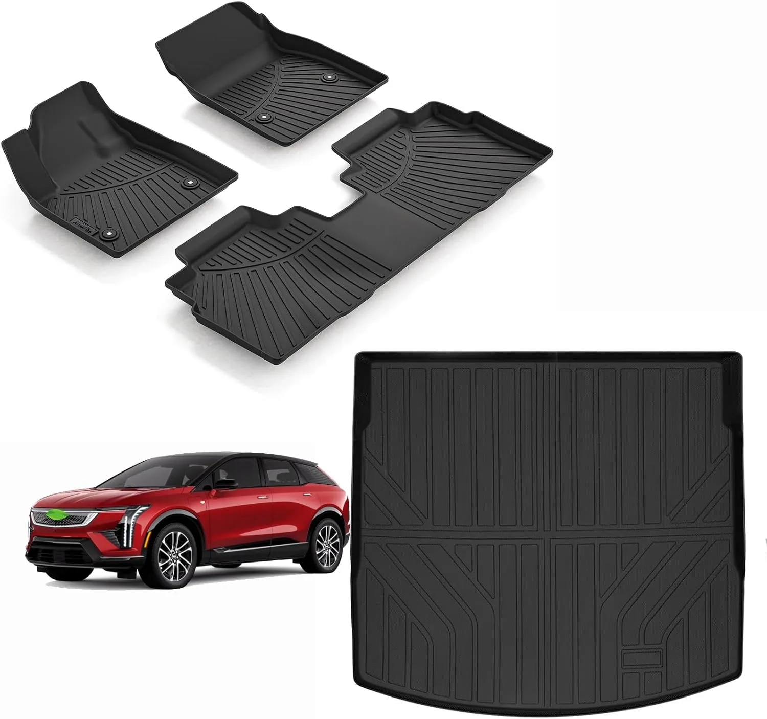 Floor Mats & Trunk Mat for All-New 2025 Cadillac Optiq TPE All Weather Protection 2 Rows Car Floor Liners with Cargo Liner Accessories
