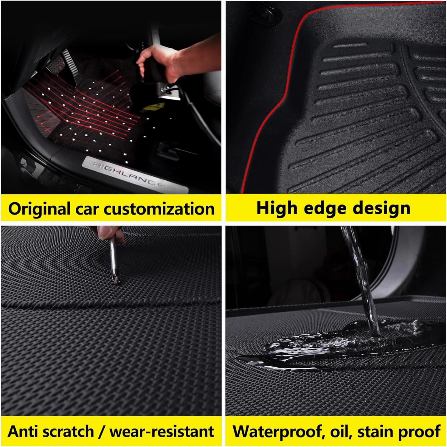 Floor Mats for 2022 2023 2024 Hyundai Ioniq 5 （Only Movable Console）& Trunk Mat & Backrest Mat,TPE All Weather Protection Car Floor Liners with Cargo Liners Backrest for Ioniq5