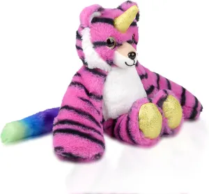 Fluffytale Stuffed Animal – 10” Plush Animals with Fluffy Tail, Embroidered Smile, Glittery Paws, Horn & Ears – Huggable Safari Plushie, Room Décor, Great Gift (Tiger)
