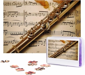 Flute Music Puzzles 500 Pieces Personalized Jigsaw Puzzles with Storage Bag Photos Puzzle for Photos Challenging Picture Puzzle for Family Home Decor Jigsaw (15" x 10.2")