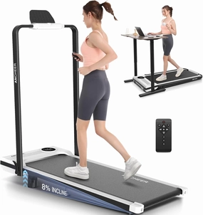 Folding Treadmill with Incline,4 in 1 Foldable Walking Pad with Handle Bar,Under Desk Treadmill for Home Office,Walking Pad 300LBS Weight Capacity/Dual Control/LED Display