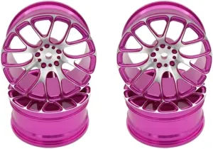 for HSP for HPI for Redcat for Kyosho for Sakura for Tamiya for TT02 MN86K 1/10 52 * 26mm Aluminum Alloy Wheel Rims RC Drift On-Road for Racing Car RC Car DIY Parts(Pink)